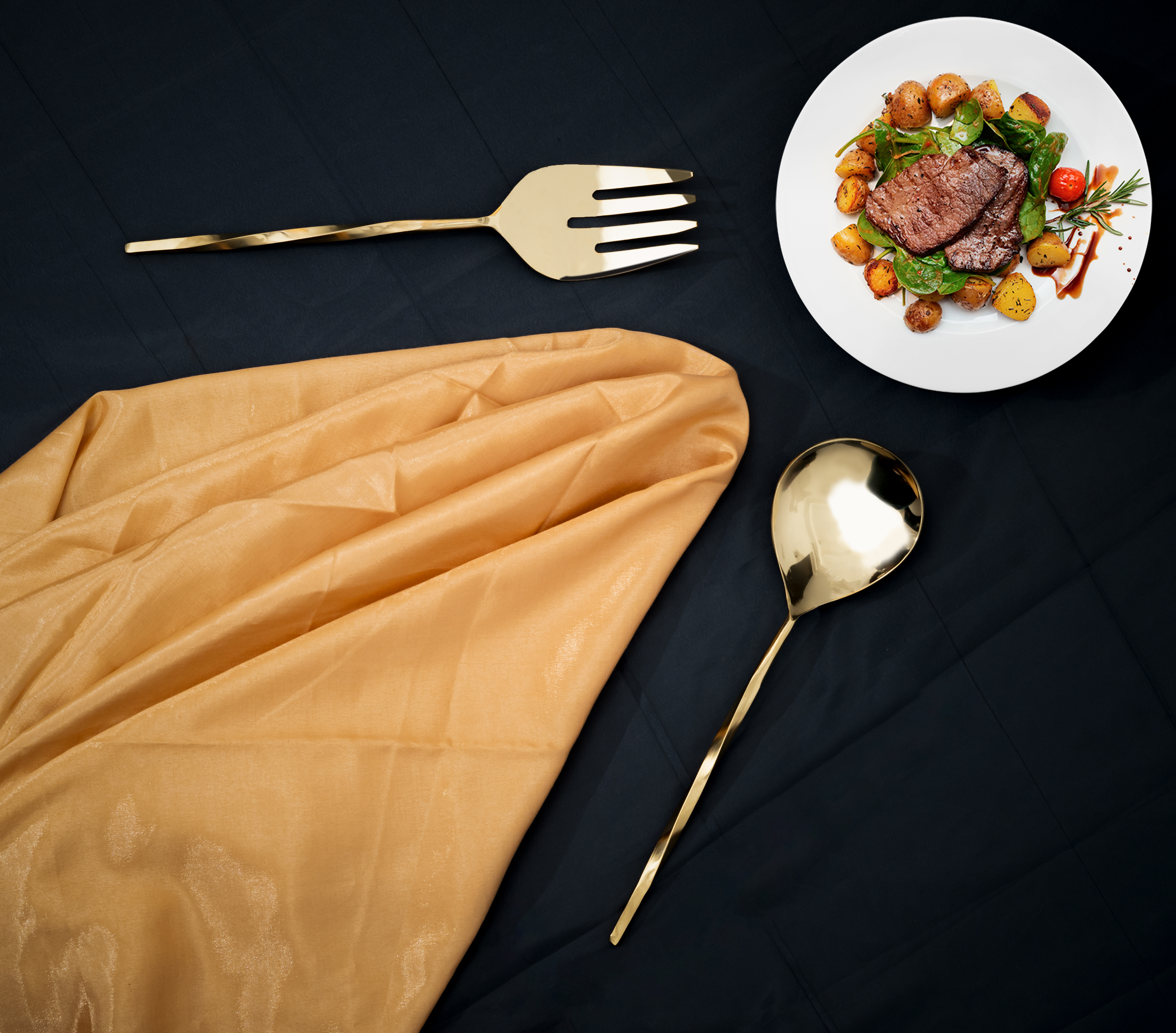 3002300302 Allettare Twisted Handle Serving Fork - Chp Gold Shiny  