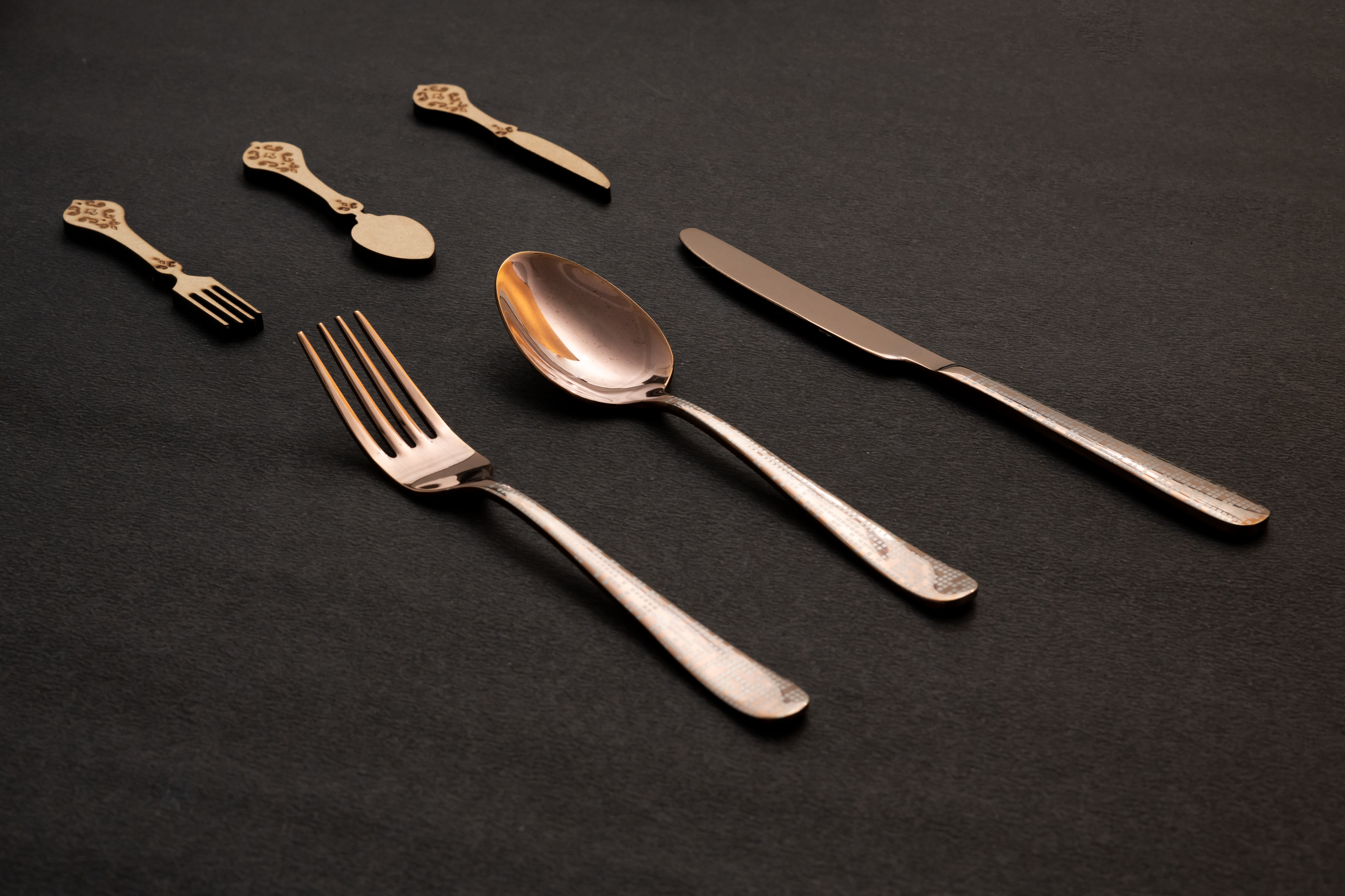 3002300501 Tetris Embossed squares Spoon - Rose Gold Shiny  