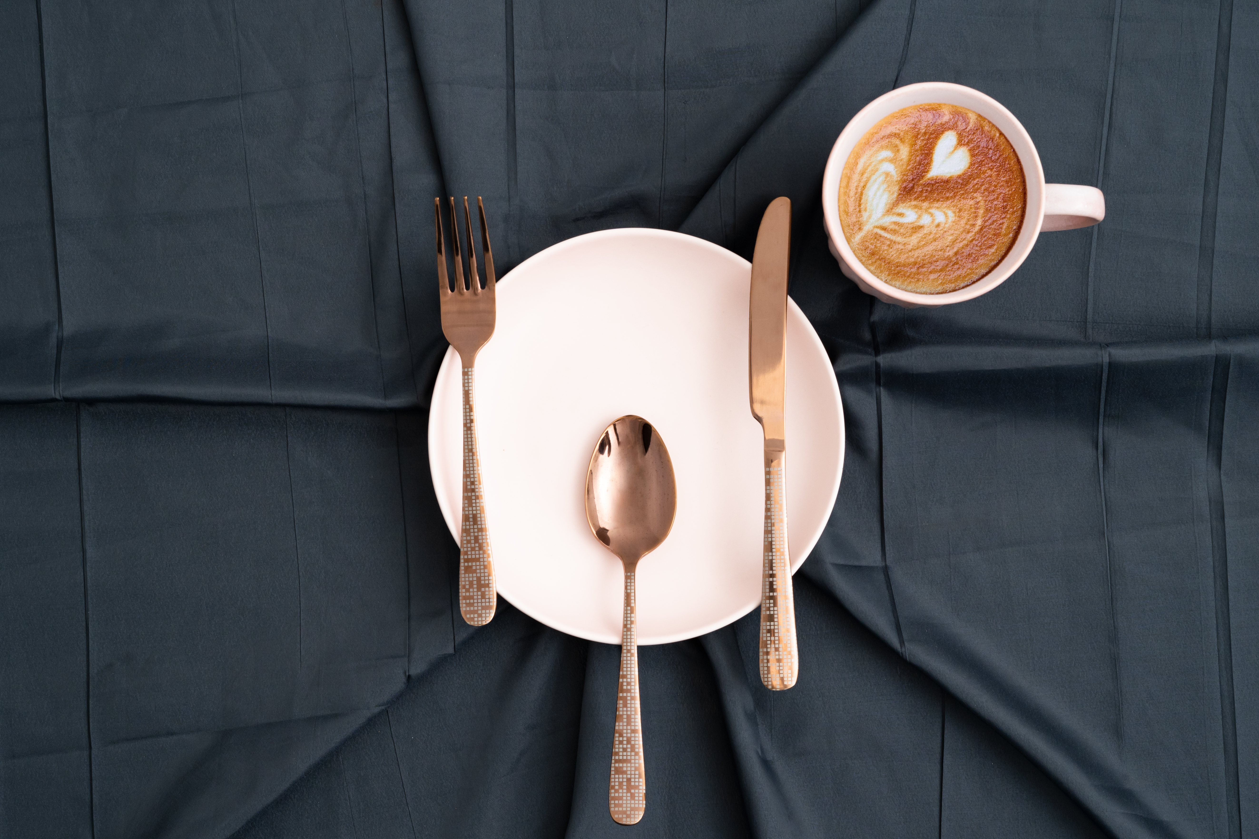 3002300502 Tetris Embossed squares Fork - Rose Gold Shiny  
