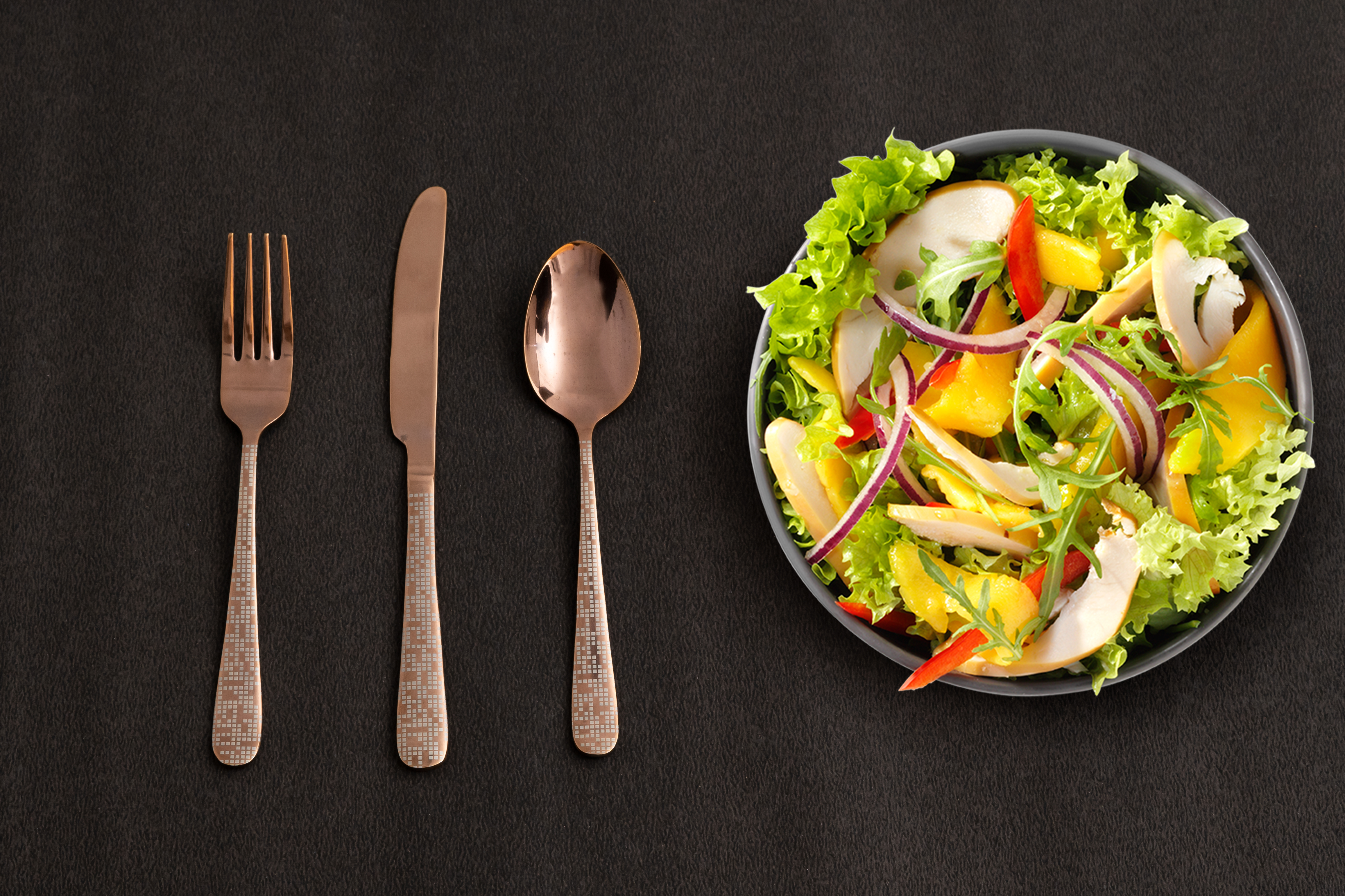 3002300503 Tetris Embossed squares Knife - Rose Gold Shiny  