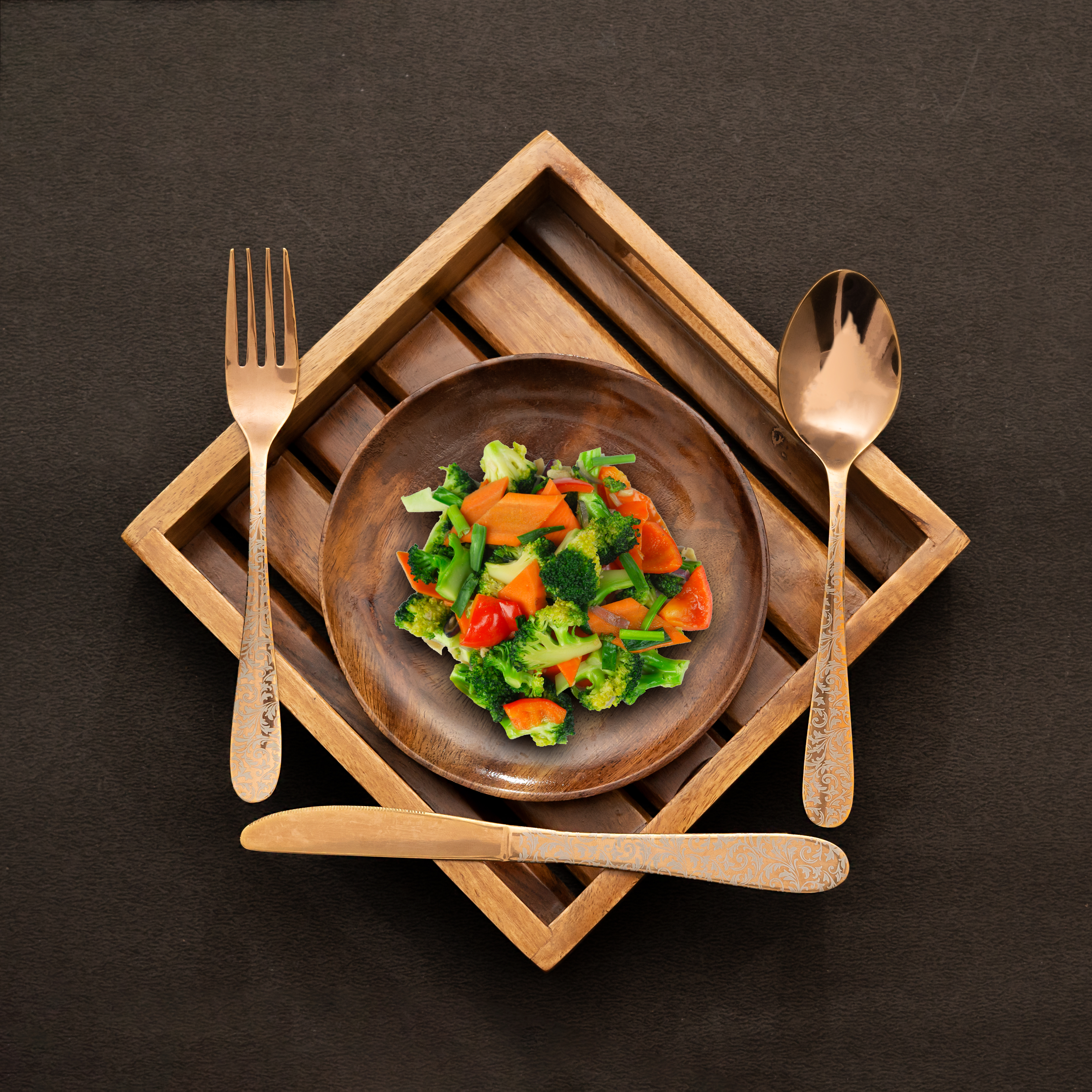 3002300603 Luce Embossed Floral Knife - Rose Gold Shiny  